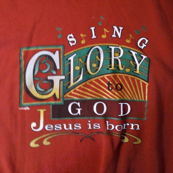 Vintage Sing Glory Jesus Born Christian Crewneck - Picture 2 of 7